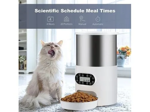 4.5L Cylindrical Stainless Steel Automatic Pet Feeder Pets Qatar