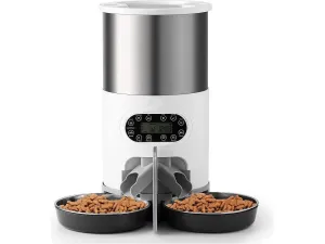 4.5L Stainless Steel Double Meal Automatic Feeder Pets Qatar