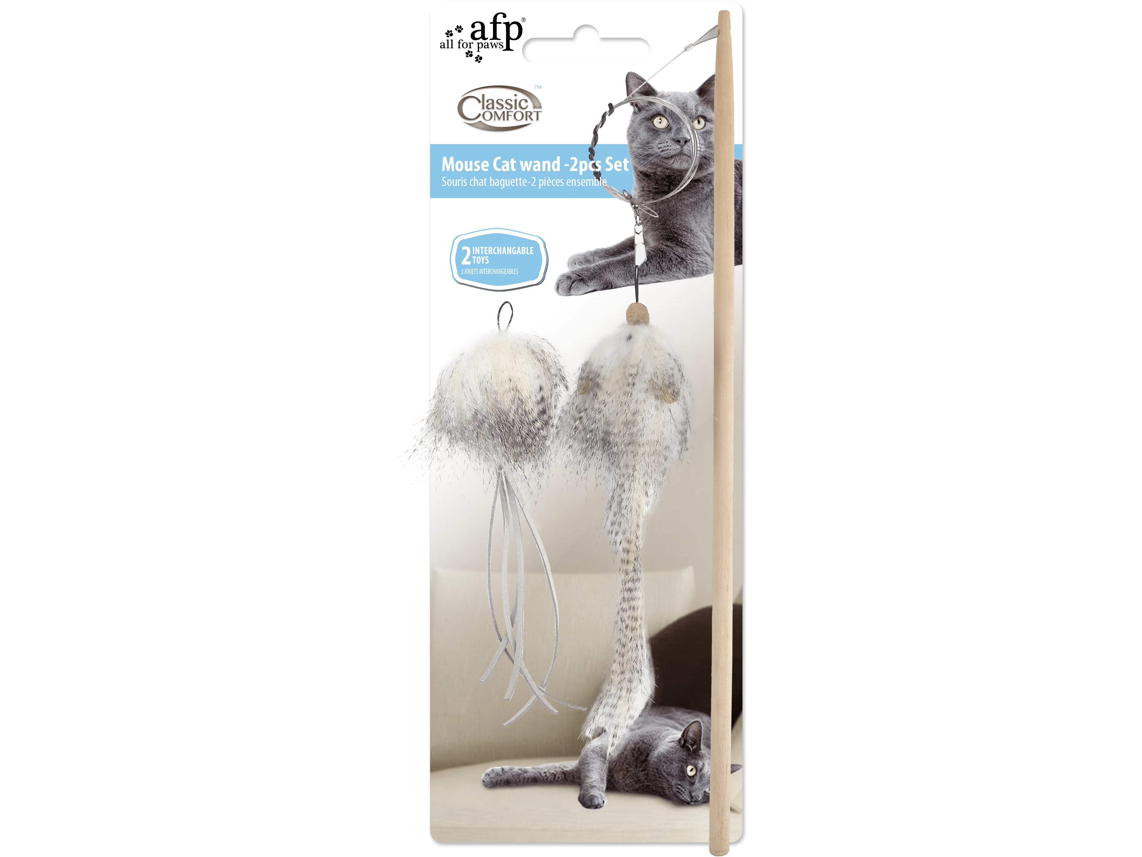 Afb Classic Comfort - Mouse Cat Wand -2Pcs Set Pets Qatar