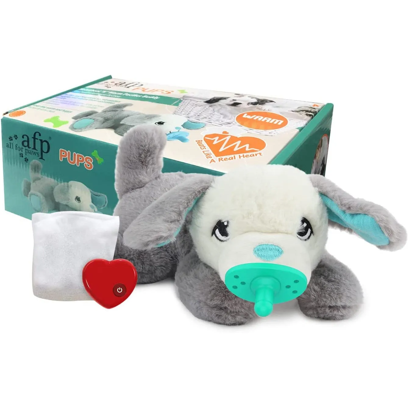 Afb Pups - Heartbeat"N" Warm Pacifier Buddy - Green Pets Qatar