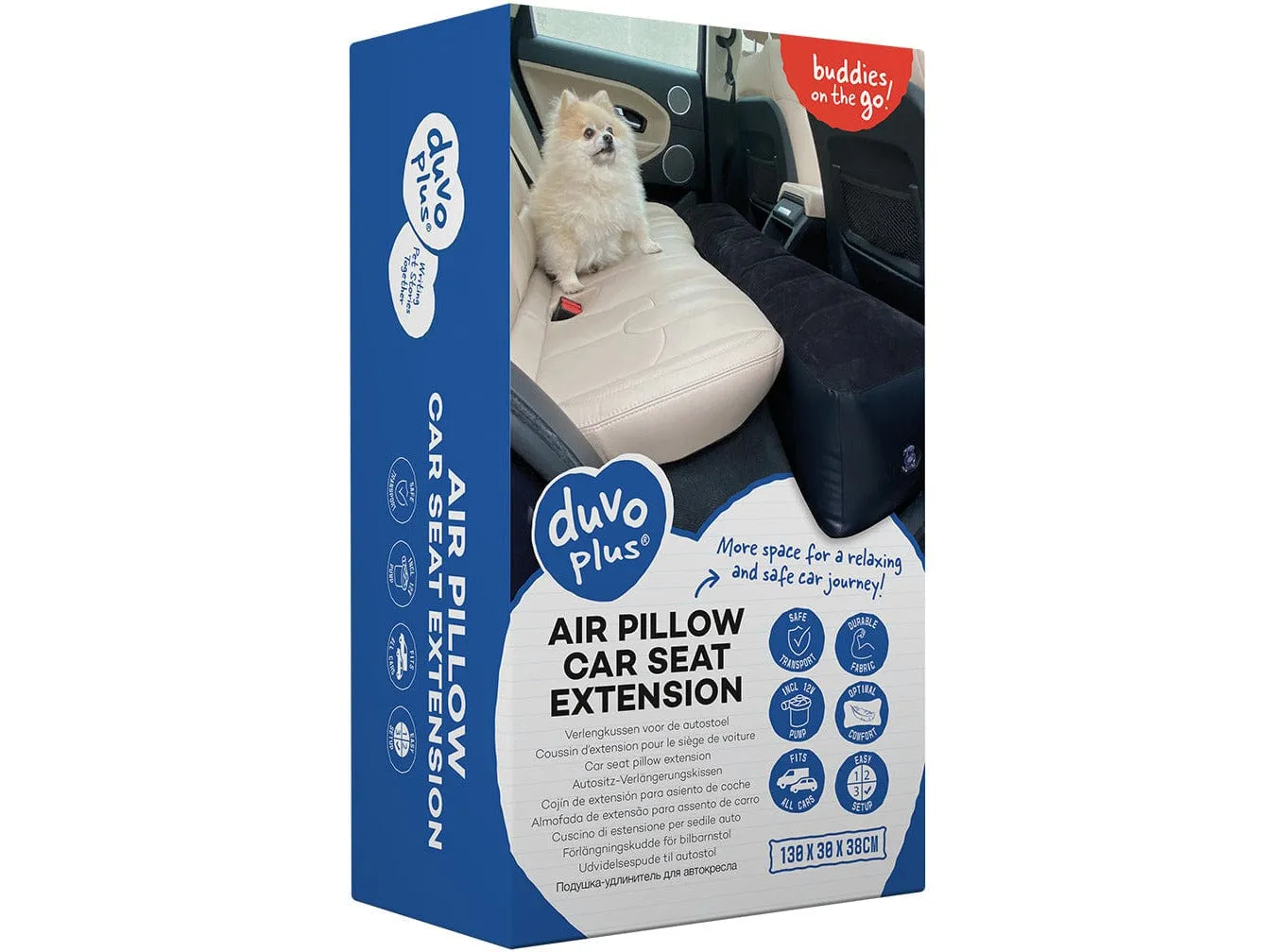 Air pillow car seat extension XL - 130x30x38cm black Pets Qatar