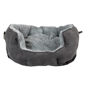 Bed oval Corduroy Ash S - 41x38x20cm black/grey Pets Qatar