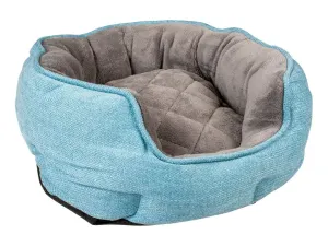 BED OVAL TWEED SKY M - 61x51x22cm blue/black Pets Qatar