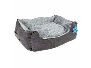 Bed rectangular Corduroy Ash M - 60x50x20cm black/grey Pets Qatar