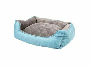 BED RECTANGULAR TWEED SKY S - 53x42x18cm blue/black Pets Qatar