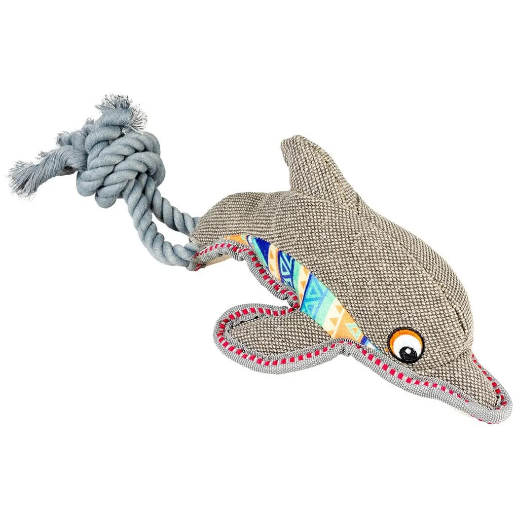 Canvas dolphin with rope 46x14x11cm grey Pets Qatar