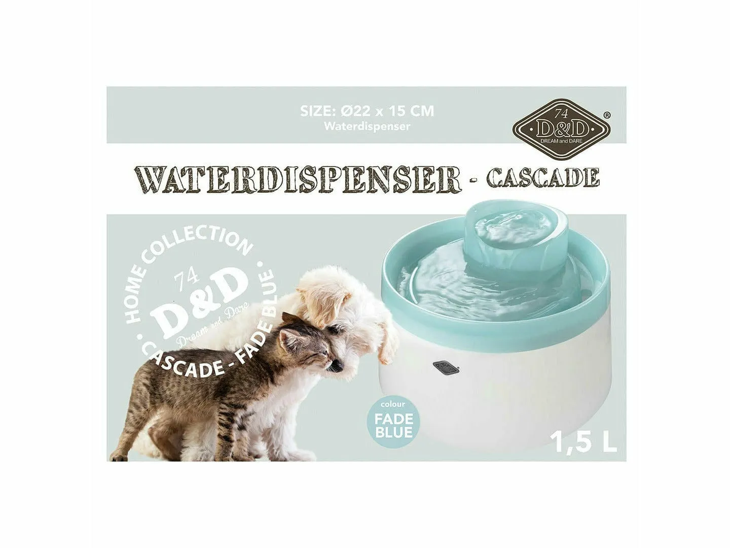 CASCADE WATERDISPENSER 1,5 LITER 22x22x15CM blue Pets Qatar