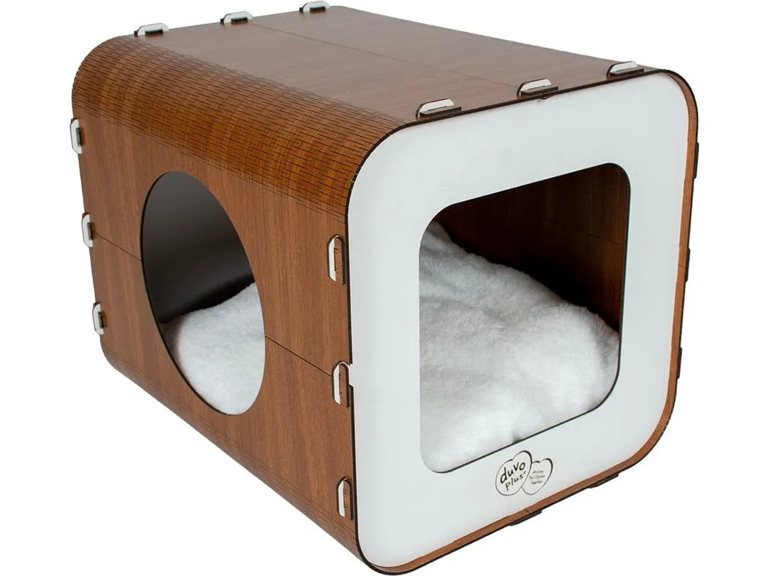 Cat house MDF Blanche 33,5x40x34cm white Pets Qatar