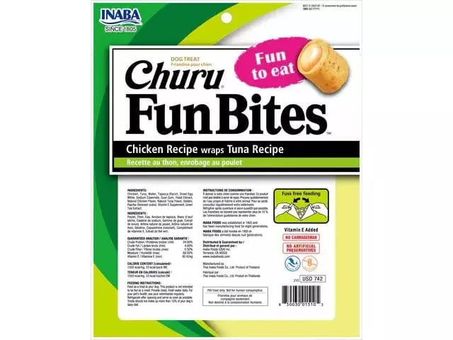 Churu Fun Bites Chicken Recipe wraps Tuna 22gx6 Pouches Pets Qatar