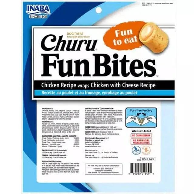 Churu Fun Bites with cheese Chicken Recipe wraps Chicken 22gx6 Pouches Pets Qatar