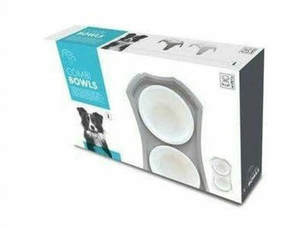 COMBI - DOUBLE BOWL WITH STAND - L GREY & WHITE Pets Qatar