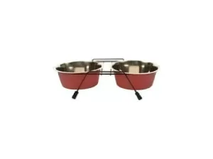 DINNER SET WIRE STAND   BOWLS 950ml - M - 2xØ16cm mixed colors Pets Qatar