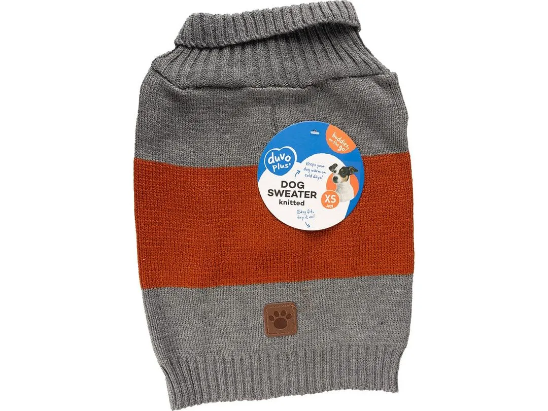 Dog Sweater Cozy Grey/Orange Pets Qatar
