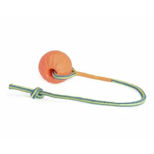 Dog Toy - Eva Ball With Rope - Orange - 90Mm Pets Qatar