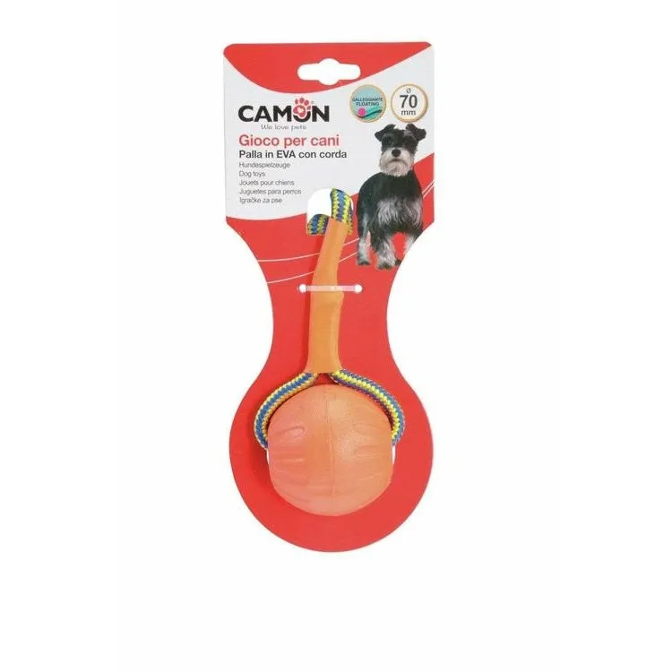 Dog Toy - Eva Ball With Rope - Orange - 90Mm Pets Qatar