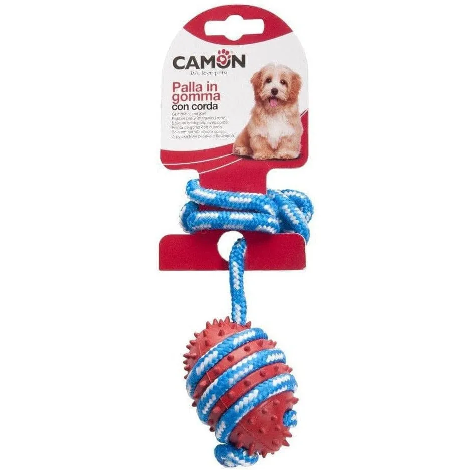 Dog toy - Rubber ball with rope Pets Qatar