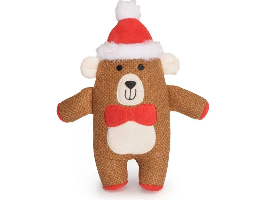 Dog toy - Teddy bear with Christmas hat, in polyester, with squeaker, 24cm Pets Qatar