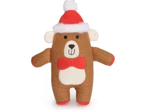 Dog toy - Teddy bear with Christmas hat, in polyester, with squeaker, 24cm Pets Qatar