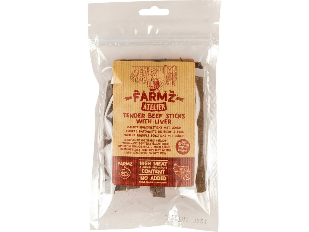 Farmz Atelier Tender beef sticks with liver  /-11cm - 100g Pets Qatar