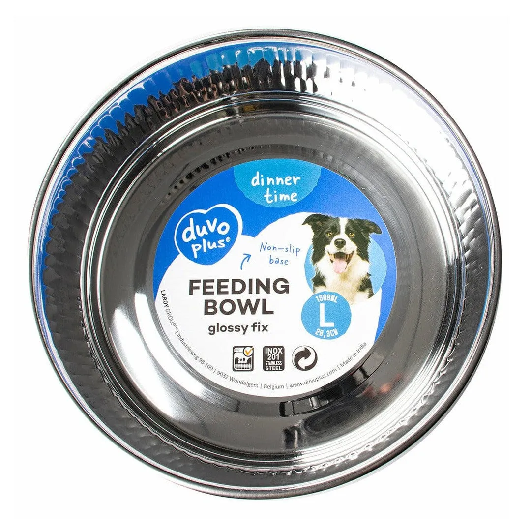 FEEDING BOWL GLOSSY FIX L - 20,3x20,3x6,6cm black Pets Qatar