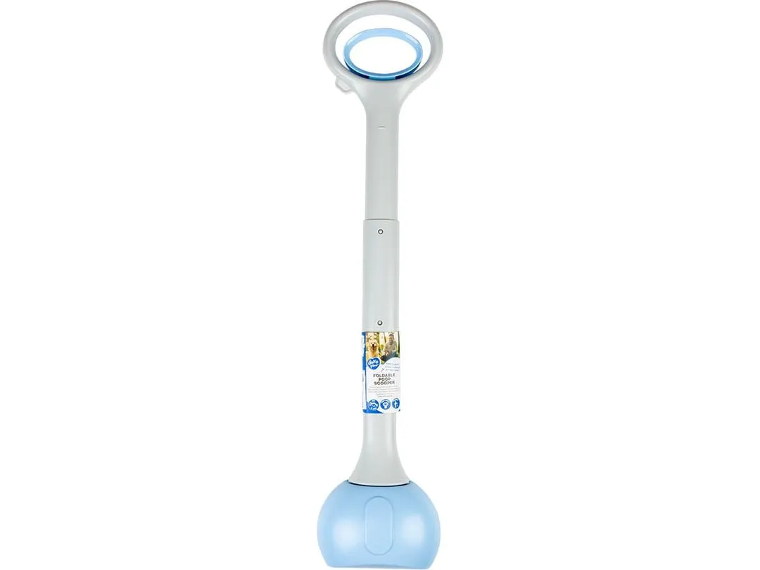 Foldable poop scooper 15x11x70cm grey/blue Pets Qatar