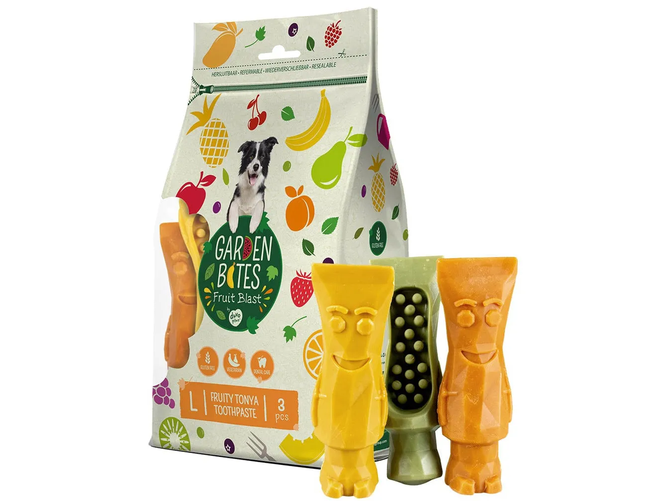 Garden Bites Fruity Tonya Toothpaste 13,5Cm - 3Pcs Mixed Colors Pets Qatar