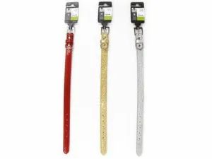GLITTER DOG COLLAR M RED, GOLD & SILVER Pets Qatar