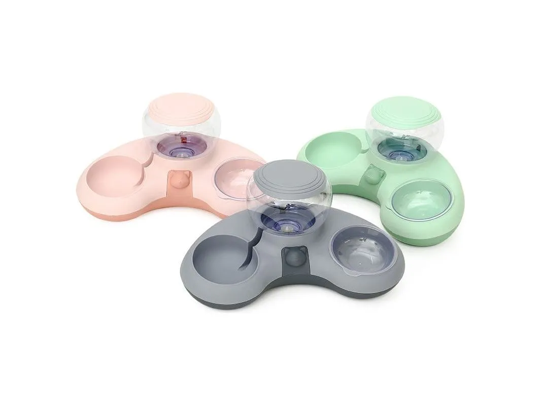 Hoopet Crescent-Shaped Drinking And Feeding Double Bowl-39x16x20Cm Pets Qatar