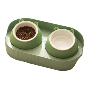 HOOPET pet bowl (avocado color) two   matching rack (green)41.5*22.5*12cm Pets Qatar