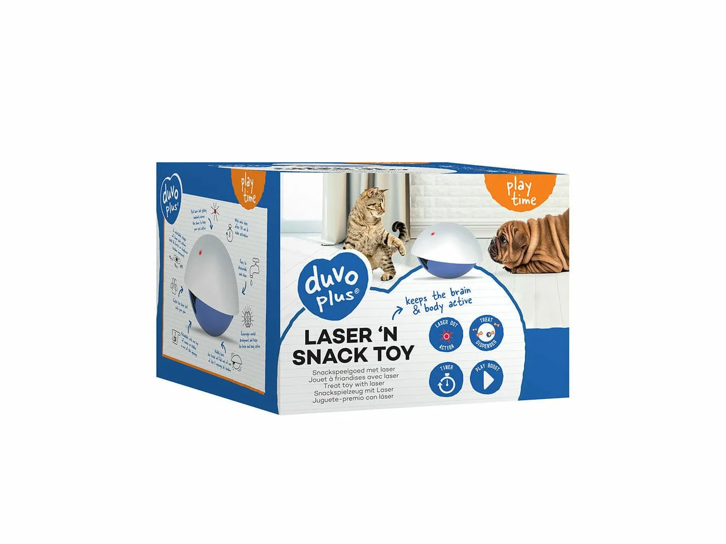 LASER `N’ SNACK TOY 19x19x15cm white/blue Pets Qatar