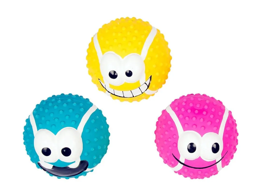Latex Tennis Ball Smiley Mix 9cm - display mixed colors Pets Qatar