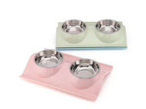 No Stainless Steel W-Shaped Leak-Proof Double Bowl 38*25*7.5Cm Pets Qatar