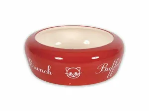 No Waste Ceramic Cat Bowl Buffet - Red 300ml Pets Qatar