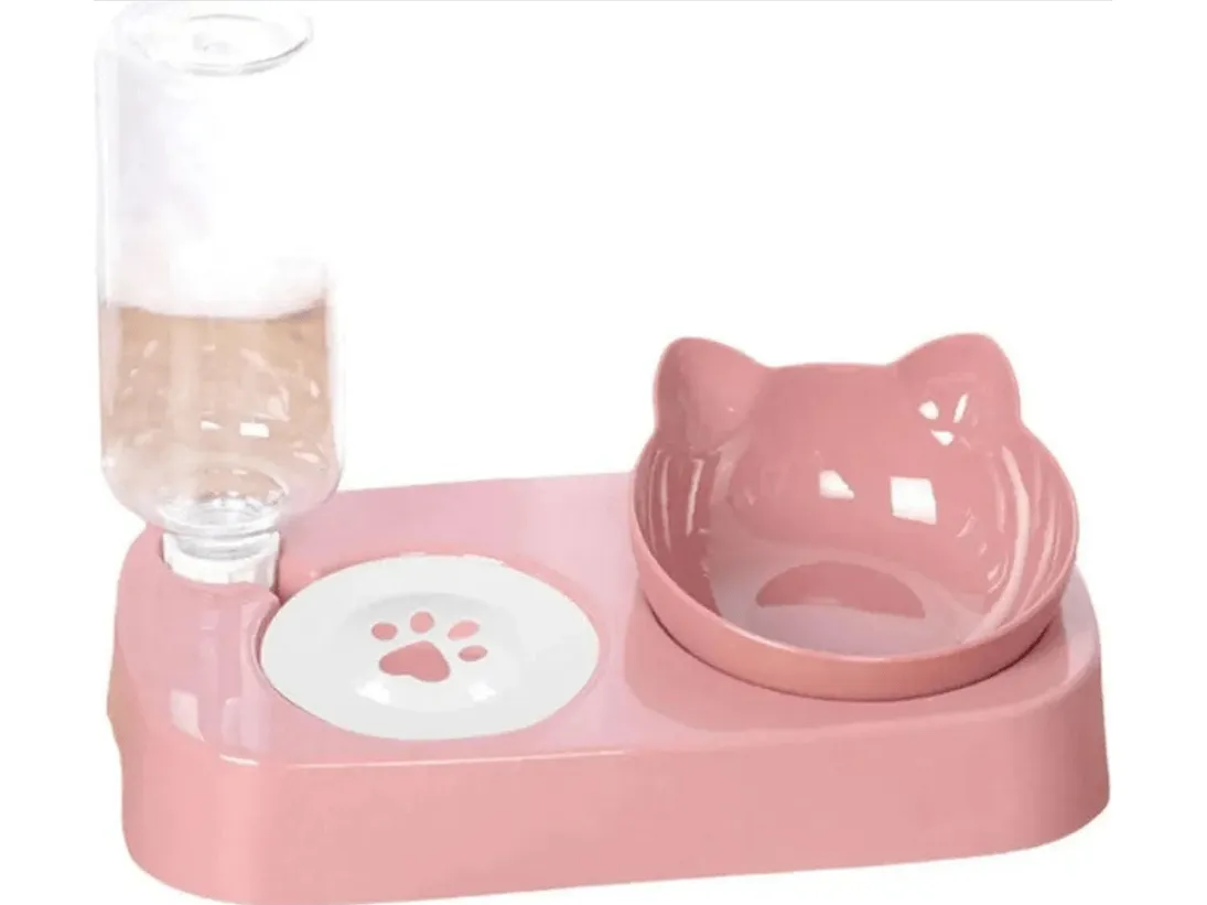 Non-slip oblique mouth cat bowl home style with drinking jug Pets Qatar