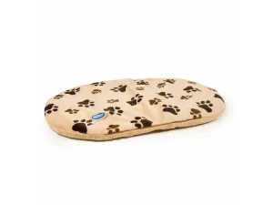 Oval cushion with paw print 54x35x5cm beige Pets Qatar