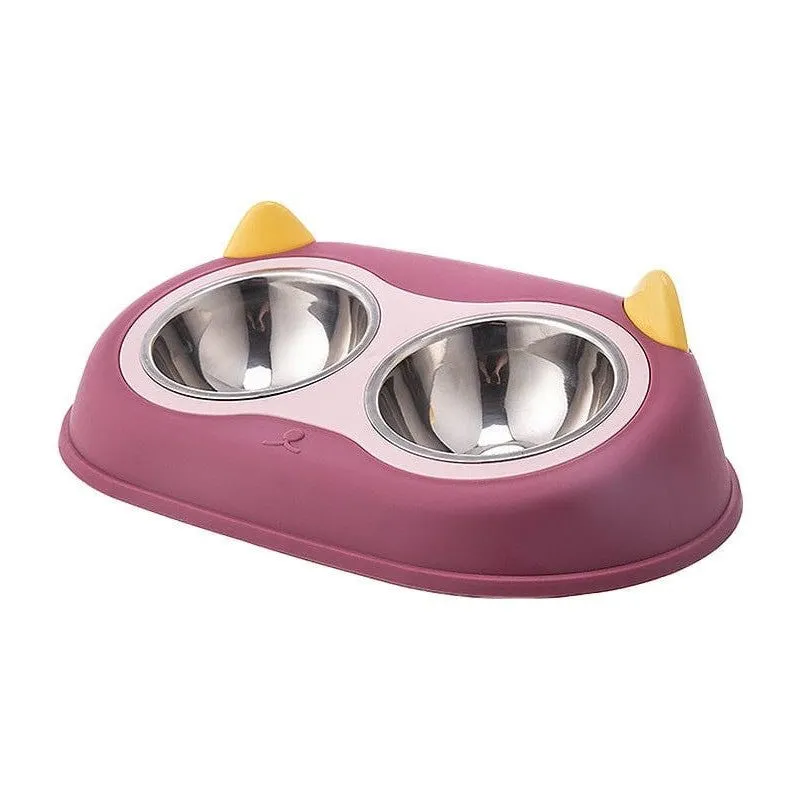 Owl Double Bowl 3.x22x10.5Cm Pets Qatar