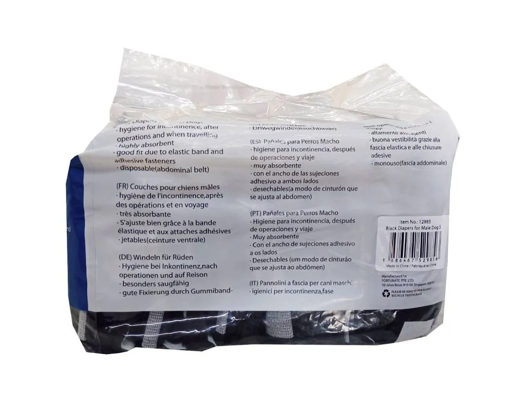 PAWISE Black Diapers for male dog Pets Qatar
