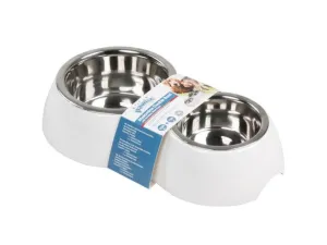 Pawise Melamine Double Bowl W/Stainless Steel 350 750Ml Pets Qatar
