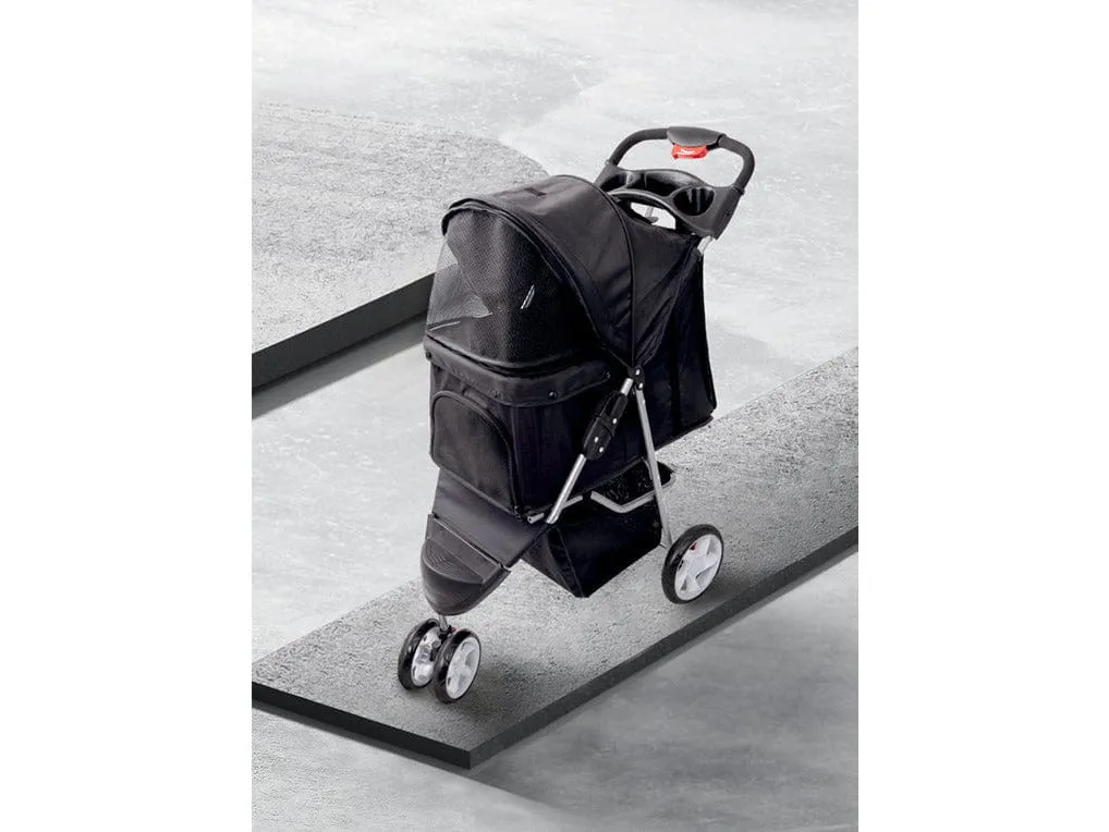 Pawise Pet Stroller With 3 Wheels-Black 68X46X100Cm Pets Qatar