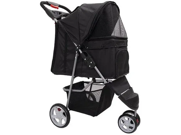 Pawise Pet Stroller With 3 Wheels-Black 68X46X100Cm Pets Qatar
