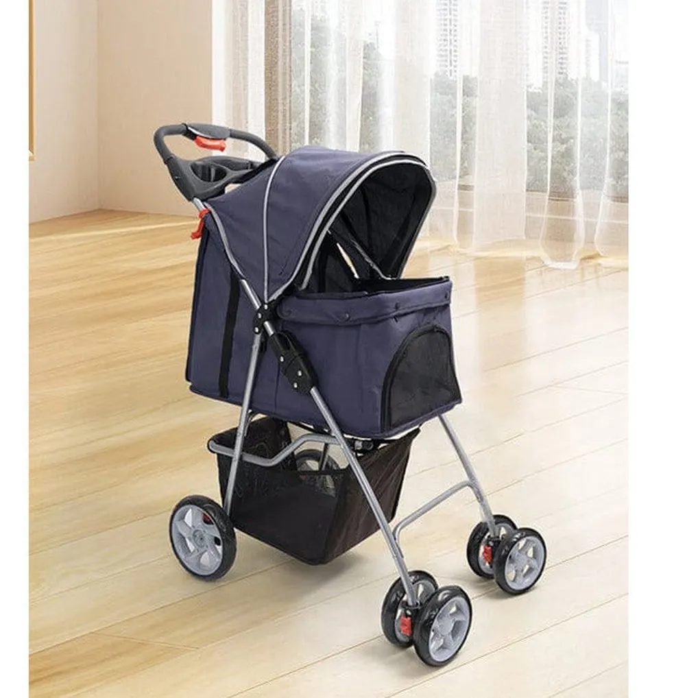 Pawise Pet Stroller With 4 Wheels-Blue 68X46X100Cm Pets Qatar