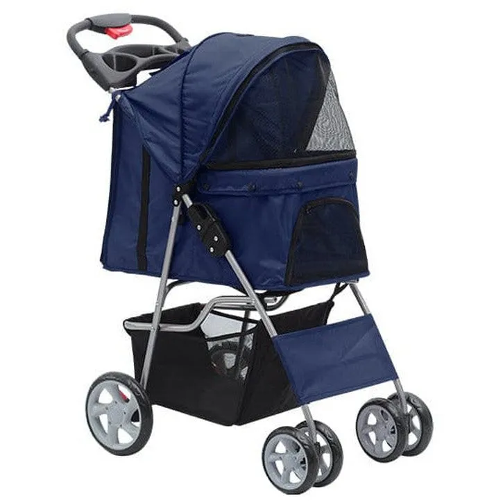 Pawise Pet Stroller With 4 Wheels-Blue 68X46X100Cm Pets Qatar