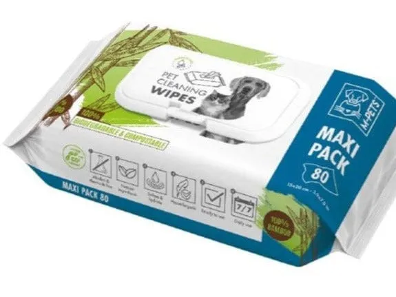 Pet Cleaning Wipes Bamboo - Maxi Pack 20 X 15 CM - 80 Pcs Pets Qatar