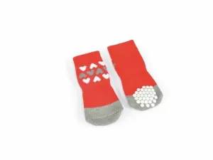 Pet socks -red- 3hearts- M - size 2 Pets Qatar