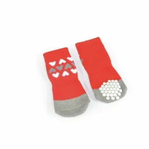 Pet socks -red- 3hearts- XL - size 4 Pets Qatar