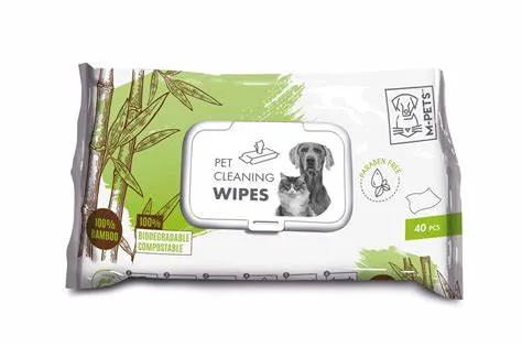 Pet Wipes 15 X 20 Cm - 100% Bamboo 40 Pcs White & Blue Pets Qatar
