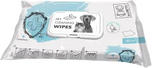 Pet Wipes 15 X 20 Cm - Anti-Bacteria 40 Pcs  White & Green Pets Qatar
