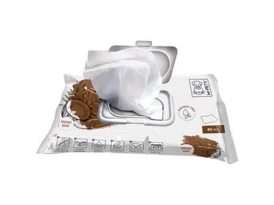 Pet Wipes 15 X 20 Cm - Coconut 40 Pcs  White & Brown Pets Qatar
