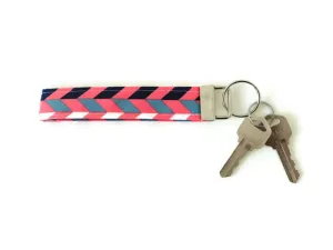 Pink Herringbone Key Fob Charlotte's Pet