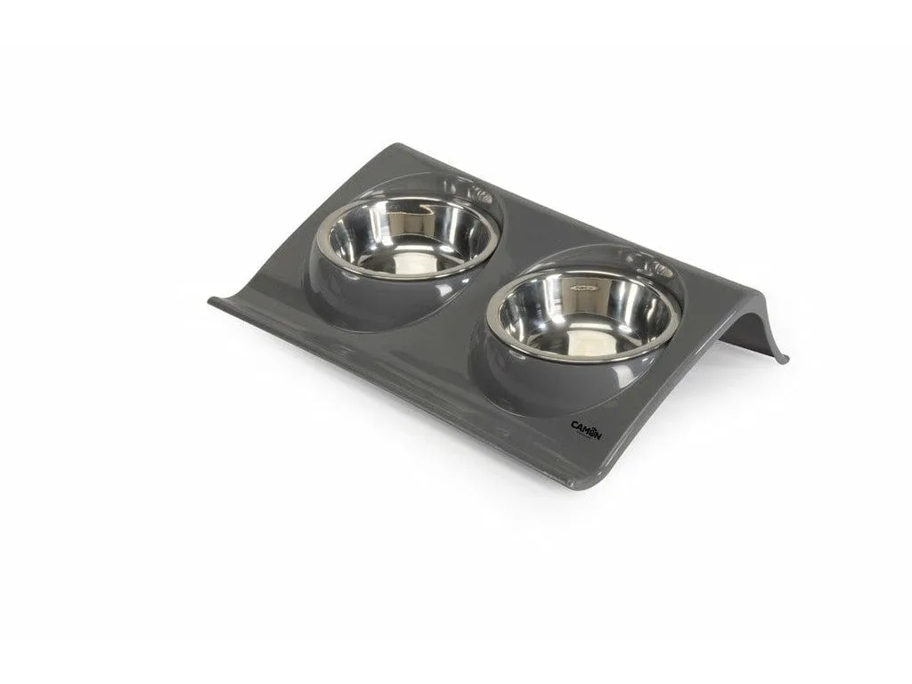Plastic tray with 2 steel bowls Pets Qatar